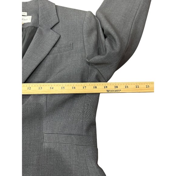 Calvin Klein Womens 8 Gray Stretch Suit Blazer Jacket Winter Chic Classic Office - Picture 8 of 10